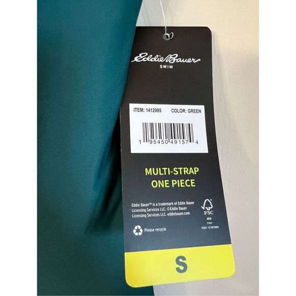 NWT Eddie Bauer One Piece Swimsuit Women’s Small Bathing Suit Green High Neck - Picture 12 of 15